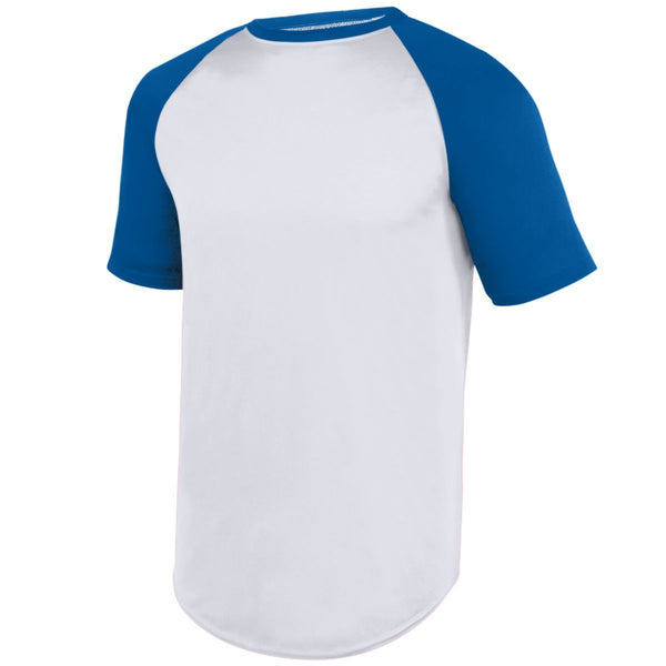 Augusta Sportswear Wicking Short Sleeve Baseball Jersey (1508), Color 'White/Royal'